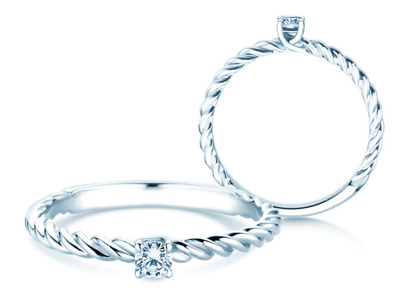 Anello di Fidanzamento Classic Loop in 9K oro bianco con diamante 0,10ct H/SI