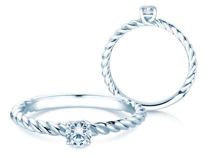 Anello di Fidanzamento Classic Loop in 9K oro bianco con diamante 0,20ct H/SI
