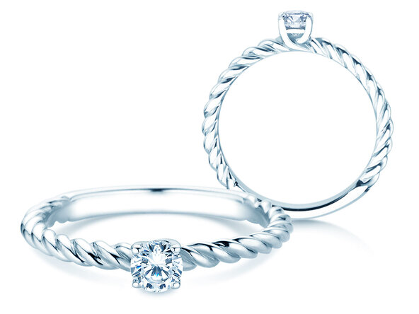 Anello di Fidanzamento Classic Loop in 9K oro bianco con diamante 0,20ct H/SI