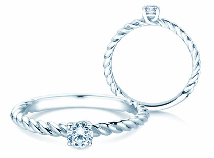 Anello di Fidanzamento Classic Loop in 14K oro bianco con diamante 0,25ct H/SI