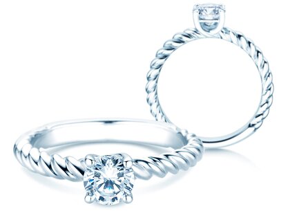 Anello di Fidanzamento Classic Loop in 18K oro bianco con diamante 0,60ct H/SI