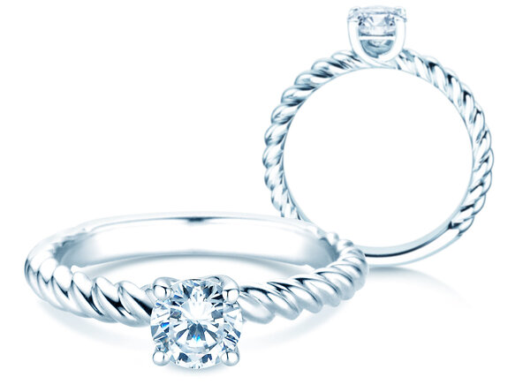 Anello di Fidanzamento Classic Loop in 18K oro bianco con diamante 0,60ct H/SI
