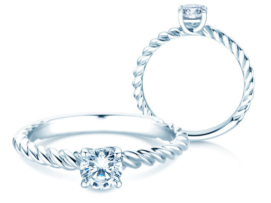 Anello di Fidanzamento Classic Loop in 9K oro bianco con diamante 0,50ct H/SI