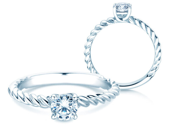 Anello di Fidanzamento Classic Loop in 9K oro bianco con diamante 0,50ct H/SI