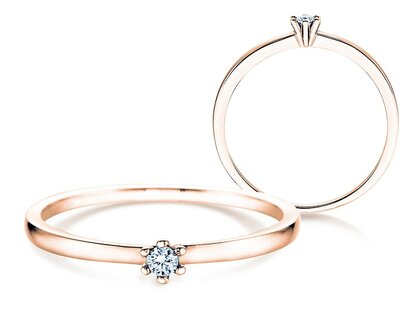 Anello di Fidanzamento Classic Petite in 14K oro rosa con diamante 0,05ct G/SI