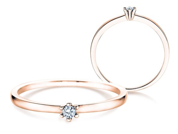 Anello di Fidanzamento Classic Petite in 14K oro rosa con diamante 0,05ct G/SI