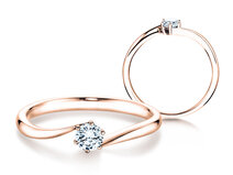 Anello di Fidanzamento Devotion in 14K oro rosa con diamante 0,10ct G/SI