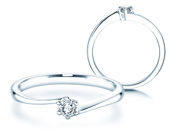 Anello di Fidanzamento Devotion in 18K oro bianco con diamante 0,10ct H/SI
