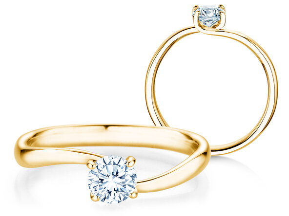 Anello di Fidanzamento Devour in 9K oro giallo con diamante da laboratorio 0,50ct E/VS