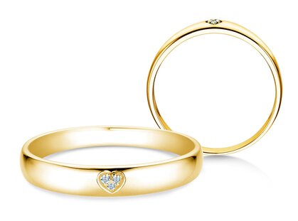 Anello di Fidanzamento Heart Petite in 9K oro giallo con diamanti 0,02ct G/SI