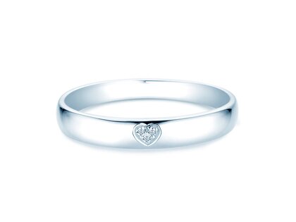 Anello di Fidanzamento Heart Petite in 14K oro bianco con diamanti 0,02ct G/SI