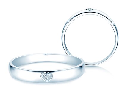 Anello di Fidanzamento Heart Petite in 14K oro bianco con diamanti 0,02ct G/SI