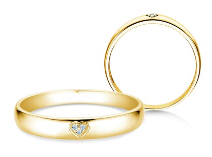 Anello di Fidanzamento Heart Petite in 14K oro giallo con diamanti 0,02ct G/SI