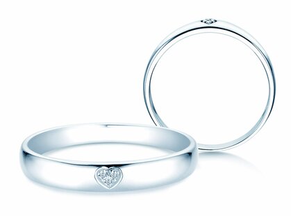 Anello di Fidanzamento Heart Petite in platino 950/- con diamanti 0,02ct G/SI