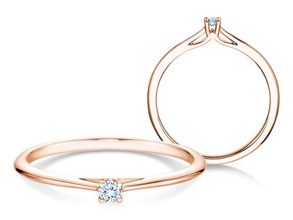 Anello di Fidanzamento Heaven 4 in 9K oro rosa con diamante 0,05ct G/SI