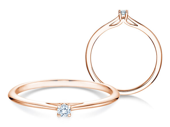 Anello di Fidanzamento Heaven 4 in 9K oro rosa con diamante 0,05ct G/SI