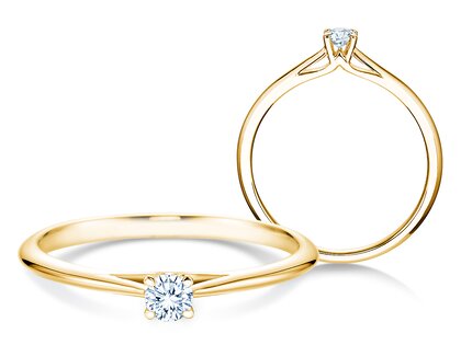 Anello di Fidanzamento Heaven 4 in 14K oro giallo con diamante 0,10ct H/SI