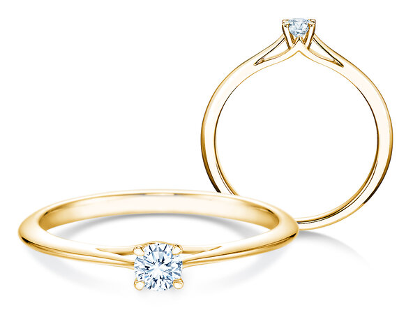 Anello di Fidanzamento Heaven 4 in 9K oro giallo con diamante 0,20ct H/SI