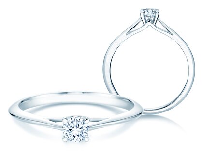 Anello di Fidanzamento Heaven 4 in 9K oro bianco con diamante 0,25ct H/SI
