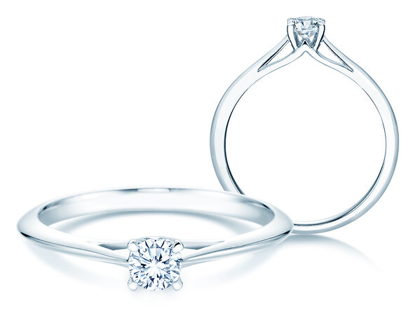 Anello di Fidanzamento Heaven 4 in 9K oro bianco con diamante 0,25ct H/SI