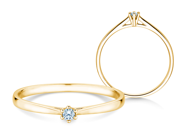 Anello di Fidanzamento Heaven 6 Petite in 14K oro giallo con diamante 0,035ct G/SI