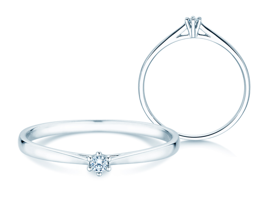Anello di Fidanzamento Heaven 6 Petite in 14K oro bianco con diamante 0,035ct G/SI