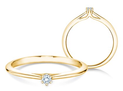 Anello di Fidanzamento Heaven 6 in 14K oro giallo con diamante 0,05ct H/SI