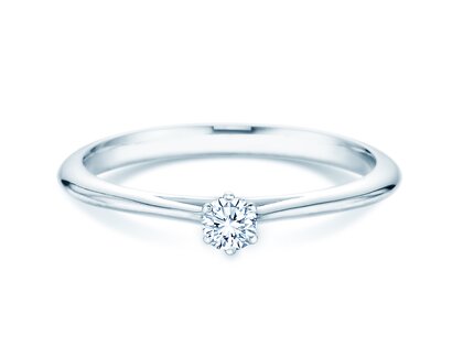 Anello di Fidanzamento Heaven 6 in 14K oro bianco con diamante 0,10ct G/SI