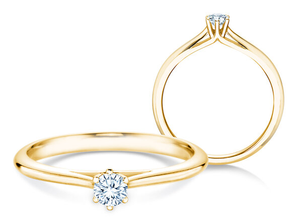 Anello di Fidanzamento Heaven 6 in 14K oro giallo con diamante 0,15ct H/SI