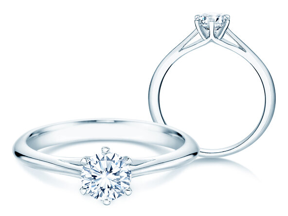 Anello di Fidanzamento Heaven 6 in 18K oro bianco con diamante 0,50ct D/IF