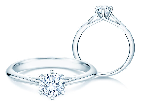 Anello di Fidanzamento Heaven 6 in 9K oro bianco con diamante 0,60ct H/SI