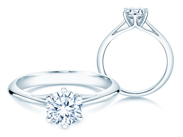 Anello di Fidanzamento Heaven 6 in 14K oro bianco con diamante 1,25ct H/SI