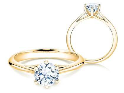 Anello di Fidanzamento Heaven 6 in 14K oro giallo con diamante da laboratorio 1,00ct E/VS