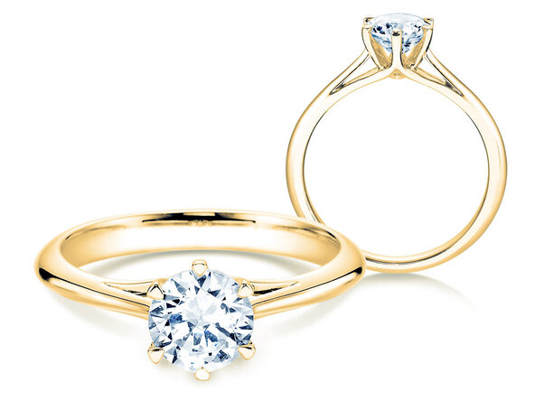 Anello di Fidanzamento Heaven 6 in 14K oro giallo con diamante da laboratorio 1,00ct E/VS
