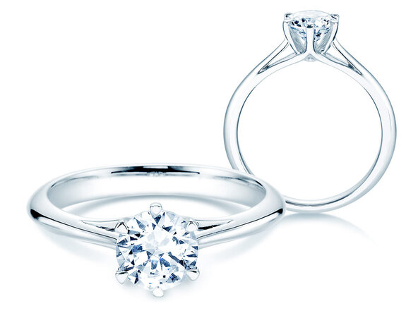 Anello di Fidanzamento Heaven 6 in 14K oro bianco con diamante da laboratorio 1,00ct E/VS