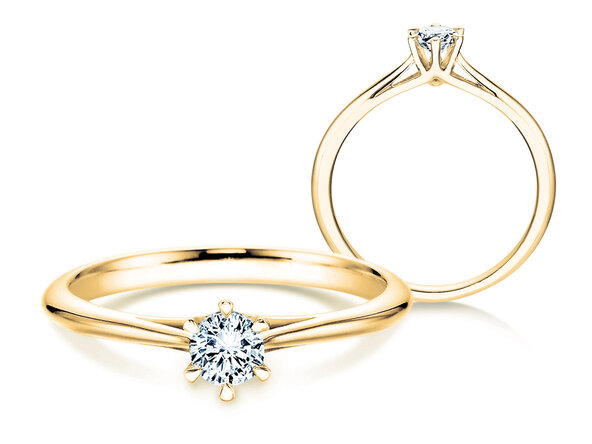 Anello di Fidanzamento Heaven 6 in 9K oro giallo con diamante da laboratorio 0,25ct E/VS