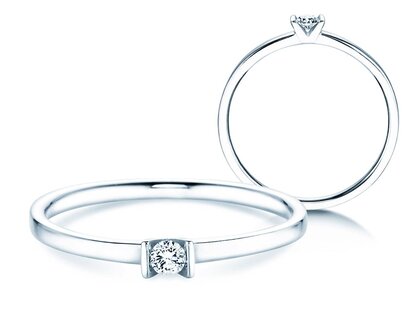 Anello di Fidanzamento Love in 14K oro bianco con diamante 0,07ct G/SI