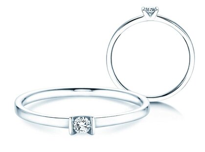 Anello di Fidanzamento Love in 14K oro bianco con diamante 0,07ct G/SI