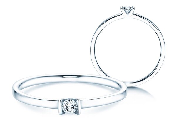 Anello di Fidanzamento Love in 14K oro bianco con diamante 0,07ct G/SI