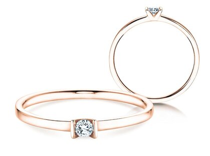 Anello di Fidanzamento Love in 14K oro rosa con diamante 0,07ct G/SI
