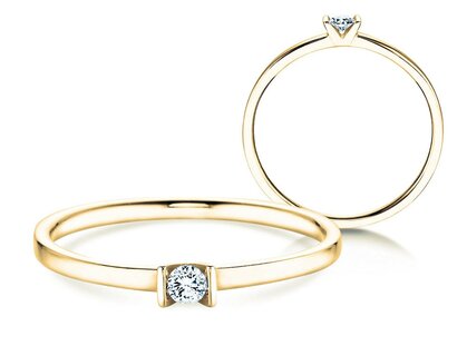 Anello di Fidanzamento Love in 14K oro giallo con diamante 0,07ct G/SI