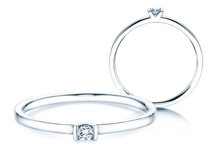 Anello di Fidanzamento Love in 14K oro bianco con diamante 0,04ct G/SI