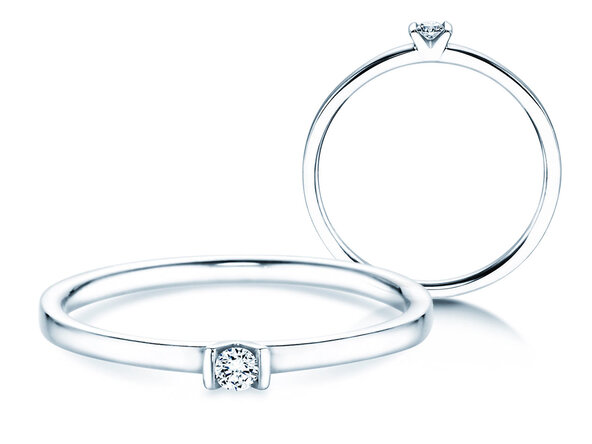 Anello di Fidanzamento Love in 14K oro bianco con diamante 0,04ct G/SI