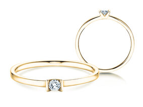 Anello di Fidanzamento Love in 14K oro giallo con diamante 0,04ct G/SI