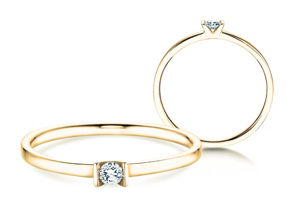 Anello di Fidanzamento Love in 14K oro giallo con diamante 0,04ct G/SI