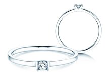 Anello di Fidanzamento Love in 14K oro bianco con diamante 0,07ct G/SI