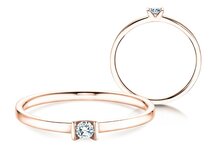 Anello di Fidanzamento Love in 14K oro rosa con diamante 0,07ct G/SI