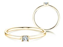 Anello di Fidanzamento Love in 14K oro giallo con diamante 0,07ct G/SI