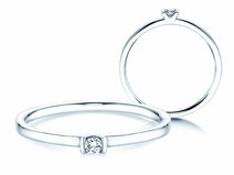 Anello di Fidanzamento Love in 14K oro bianco con diamante 0,04ct G/SI