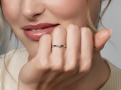 Anello di Fidanzamento Melody in 9K oro giallo con diamante 0,25ct H/SI